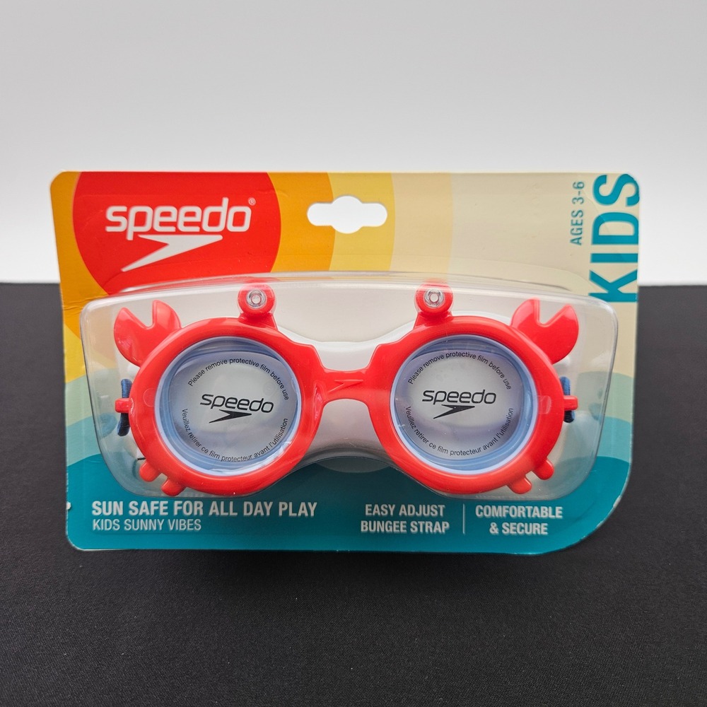 Speedo Kids Sunny Vibes Swim Goggles Red Crab Sunglass Style Ages 3-6 New